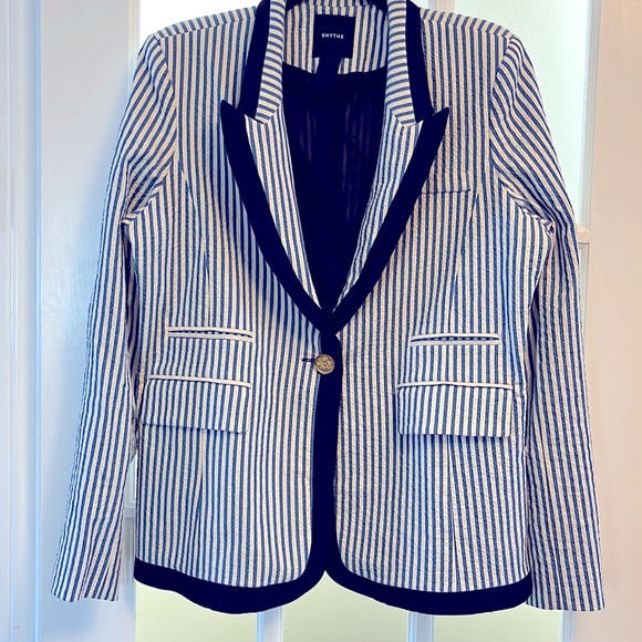COPY - Smythe Taped Peaked Lapel Blazer in Blue Seersucker - Picture 7 of 7